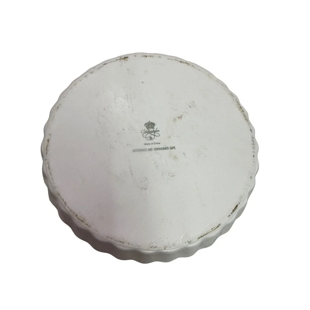 Christineholm‎ Porcelain Quiche Tart Pan Pink Rose Fluted 9.25 Inch Round